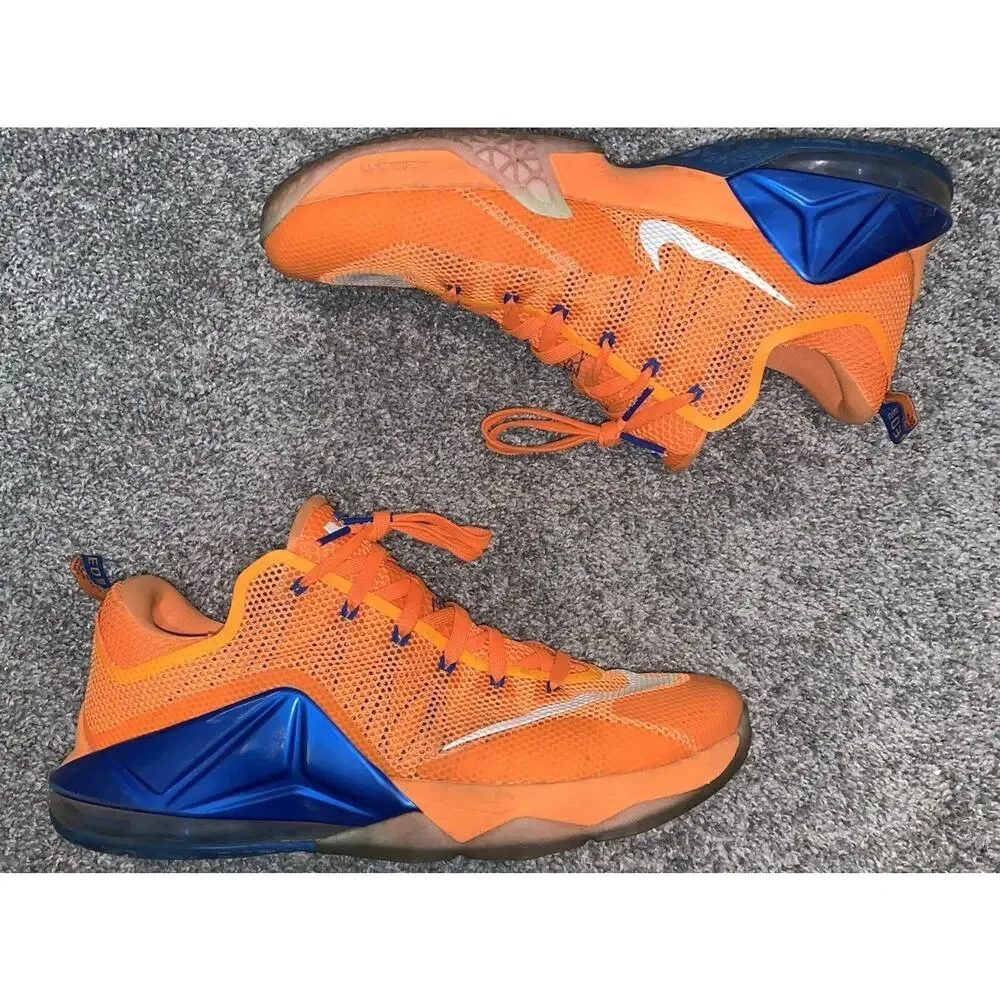 Nike LeBron 12 Low Cavs JAMES NBA BASKETBALL SHOES ORANGE BLUE RARE 11.5 (SRA)